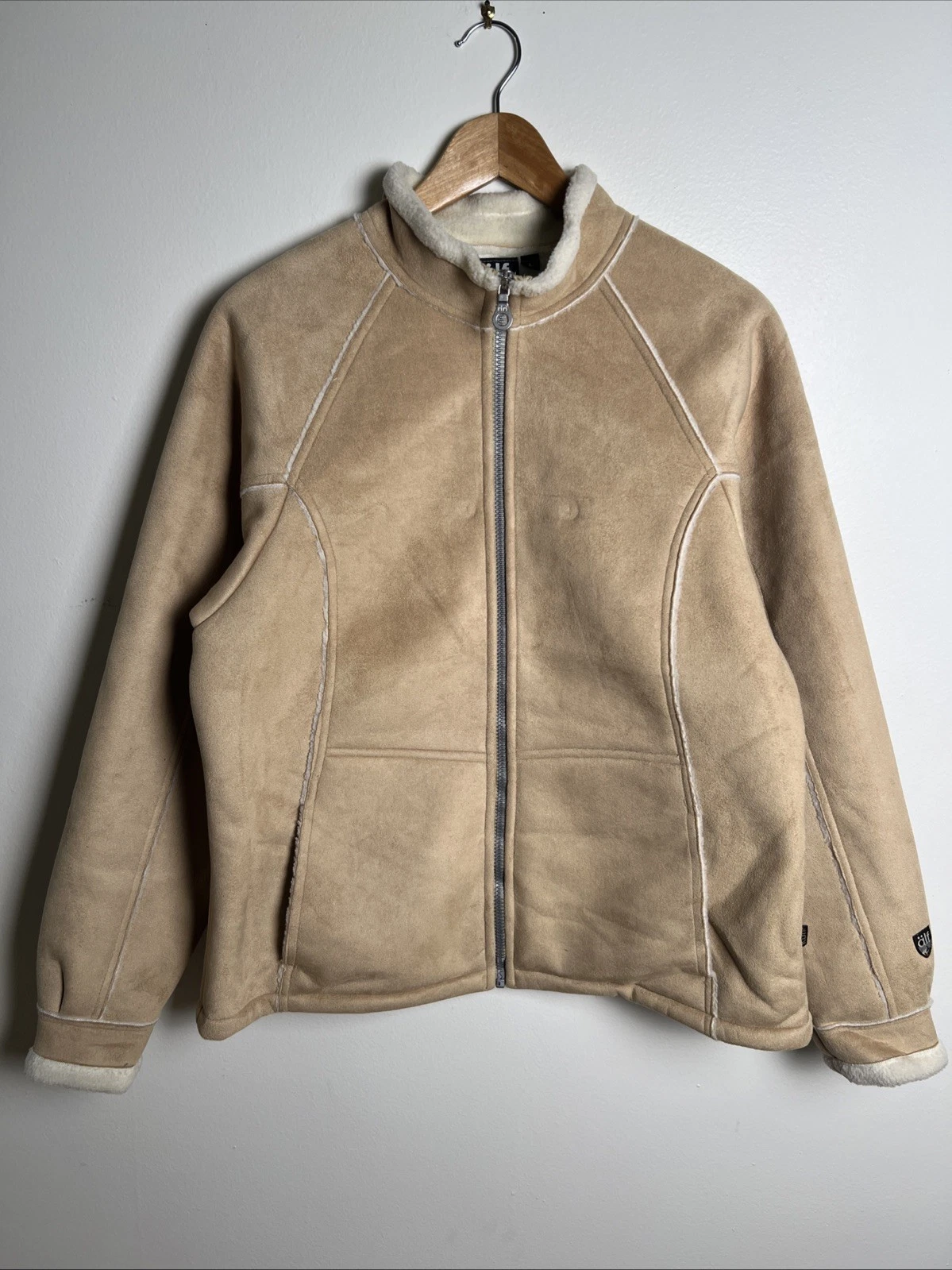 Alf KUHL 'Jetz' Faux Suede Sherpa Lined Jacket Size Large Tan Unisex