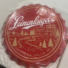 Large LEINENKUGEL'S BEER 3-Dimensional Metal Bottle Cap Wall Sign No Longer Make