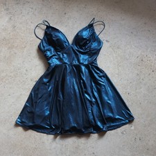 Sherri Hill Metallic Teal Fit & Flare Party Dress Size 12 Homecoming Prom