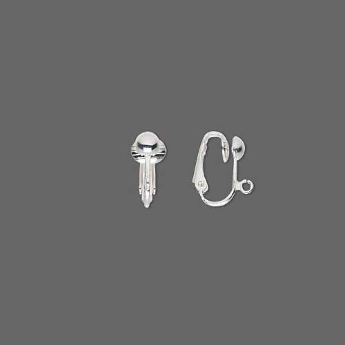 10 Silver Clip On Earring Findings For Charms & Cabochons Plated Steel Metal - Picture 5 of 8