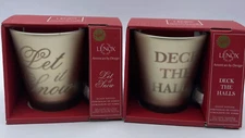 2 Lenox Golden Holidays Collectors Votives ‘Deck the Halls’ & ‘Let it Snow’ NWT