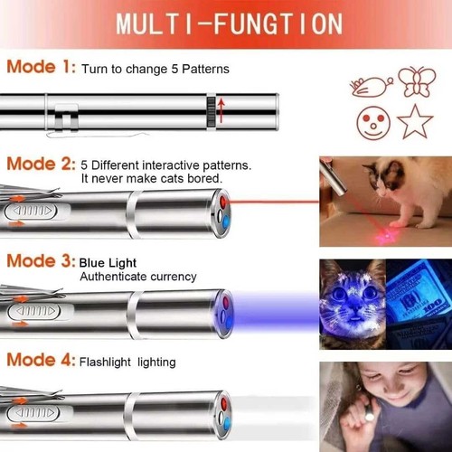 Puntero láser para gato juguete perro 7 patrón ajustable largo alcance juguete Lazer recarga USB - Imagen 16 de 24