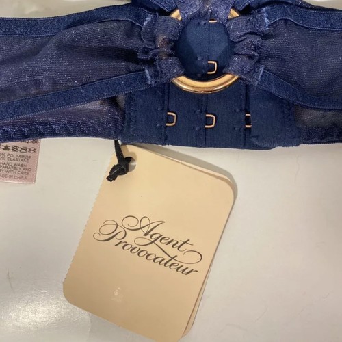 AGENT PROVOCATEUR Womens Adjustable Mesh Bra Bralette Navy 2 (MSRP $130) - Picture 3 of 7