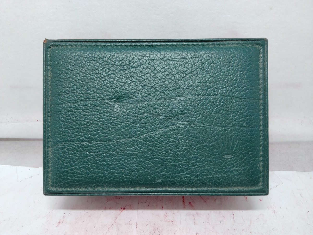 VINTAGE GENUINE ROLEX watch box case green wood leather