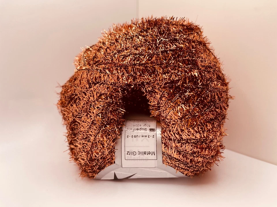 Metallic Glitz Bright Copper New Penny 82614 Ice Yarns Brush Short Lash 50g 437y - Image 3 of 3