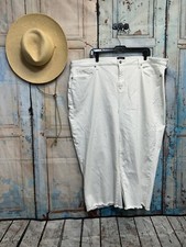 NYDJ Lift Tuck White Denim Raw Edge Cropped Jeans Size 22W
