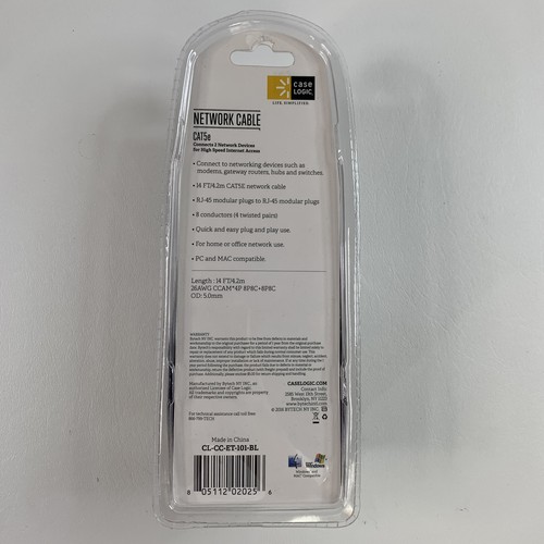 Caselogic Network Cable 14ft Cat5e High Speed Plug n Play 26 AWG CL-CC-ET-101-BL - Picture 4 of 5