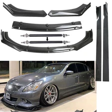 Front Bumper Lip Spoiler Splitter Carbon Fiber Side Skirt For Infiniti G35 G37