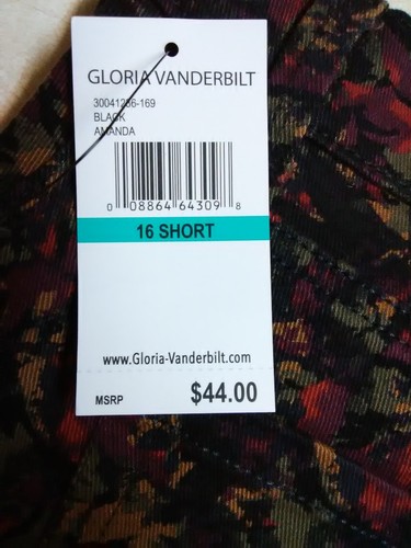 NWT Gloria Vanderbilt Amanda printed jeans size 16 SHORT - NEW - Picture 8 of 20