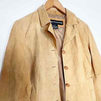 Vintage 90's Outeredge Tan Suede Leather Jacket Coat | eBay Vintage 90's Outeredge Tan Suede Leather Jacket Coat | eBay