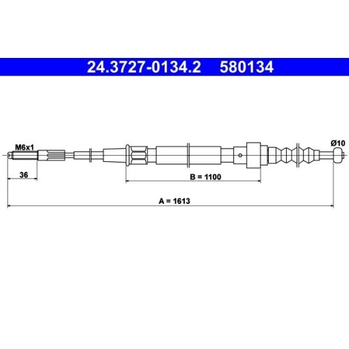 ATE Seilzug, Feststellbremse 24.3727-0134.2 FüR Vag, Hinten-image