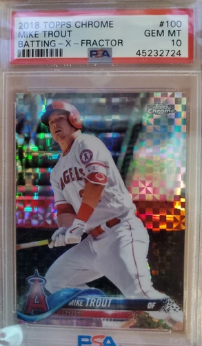 2018 Topps Chrome Mike Trout X-fractor #100 PSA 10 GEM MINT Refractor Angels
