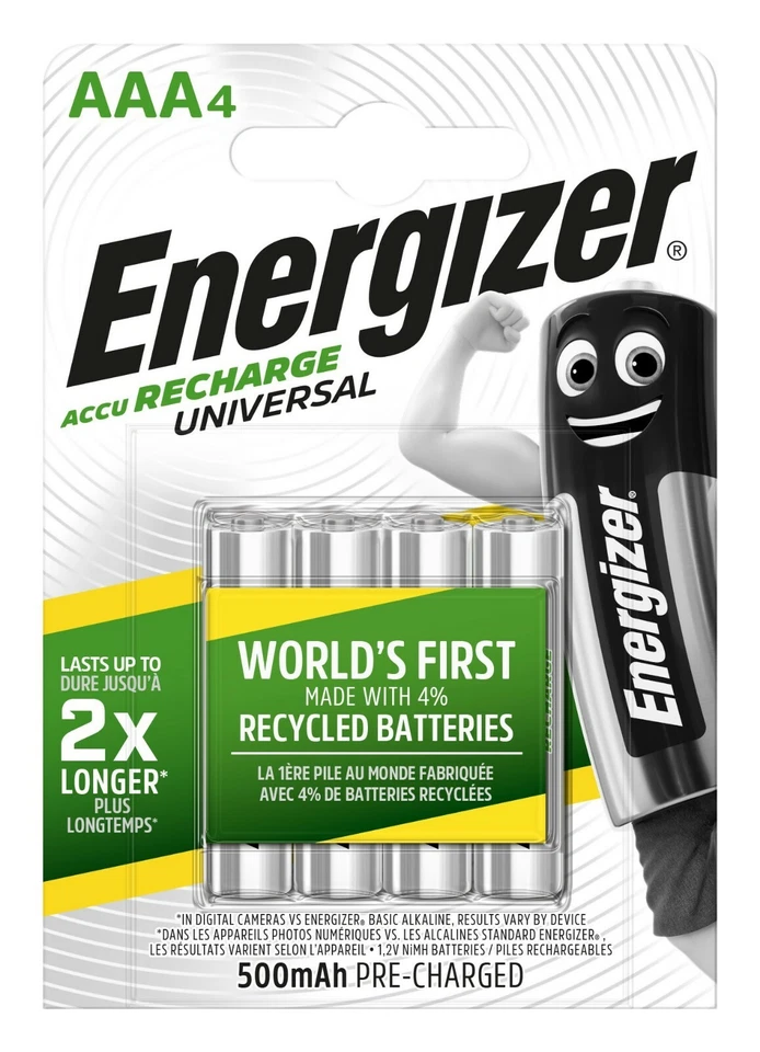 4 x Energizer 500mAh Universal NiMh Akku Accu AAA Micro HR03 1,2V DECT Telefon - Bild 2 von 3