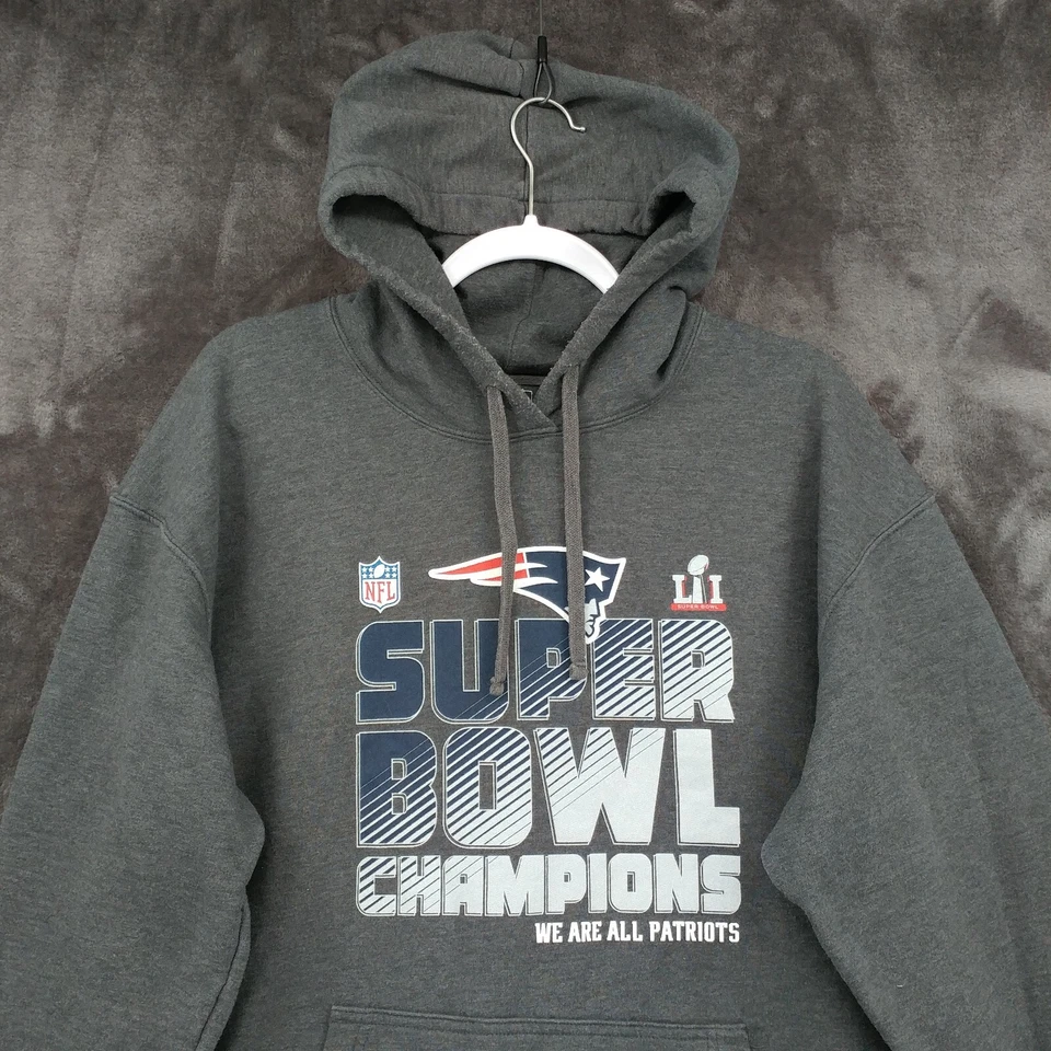 Sudadera con capucha NFL Patriots Superbowl 2017 Champs Gray Fanatics XL mezcla de algodón Foto 2 de 4