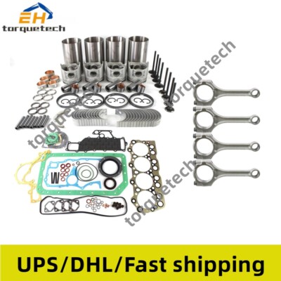 Rebuild Kit+4pcs Connecting Rod for Mitsubishi 4D35 Engine FG639 FG649 Truck
