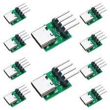 10 PCS Type-C Female Test Board PCB Socket with Bent Pin,2.54 Pitch 16P USB3....