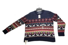 Charter Club sweater women blue red dog pattern isle size XXL     J031