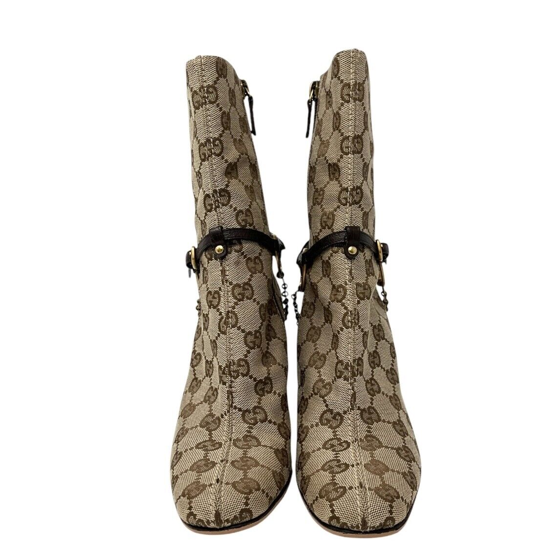 GUCCI Vintage GG Monogram Ankle Boots Heels Belt #36.5-37 GUCCI Vintage GG Monogram Ankle Boots Heels Belt #36.5-37