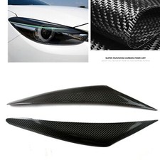 2x Carbon Fiber Front Headlight Eyelid Cover Trim For Mazda 3 Axela 2017-2019 2x Carbon Fiber Front Headlight Eyelid Cover Trim For Mazda 3 Axela 2017-2019