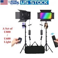 Photography & Video Lighting Kit RGB U600/U800 LED Panel Light + Tripod Set