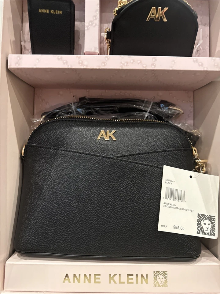 Juego de bandolera Anne Klein 3 piezas domo negra nueva con etiquetas Foto 2 de 4