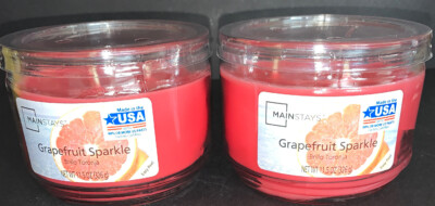 2 Mainstays GRAPEFRUIT SPARKLE 3 Wick Jar Candles 11.5 oz each / Free Shipping
