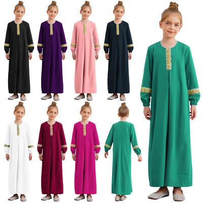 MARKENLOS DE Mädchen Kaftan Maxi Gebetskleidung Muslimische Kleider Islamische Gebetskleid