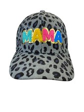 Cheetah Animal Print Multicolored Fuzzy  Mama  Patch Boutique Baseball Cap