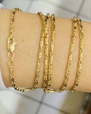 18k Solid Yellow Gold Cute Diamond Link Chain Necklace 30Inches 23.45GM