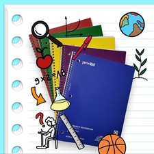 Back to School WIDE RULED 1 Subject Spiral Notebook 70 Sheets 10.5"x8" 5 Pack