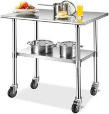 Arbeitstisch Gastronomie Küchentisch Edelstahltisch Zubereitungstisch mit Rollen