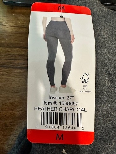 Max & Mia Legging Side Pockets French Terry Women's Size Medium Heather Charcoal - 第 6/6 張圖片
