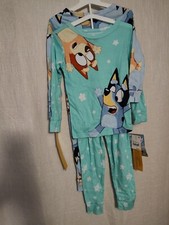 Toddler 2 Piece Snug Fit Bluey Cotton Pajama 2 Sets - Blue/Green 5T Light Weight