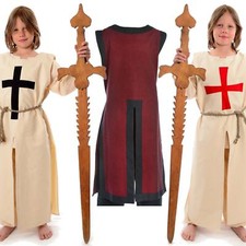 Mittelalter Kinderwaffenrock Lifort aus Baumwolle Rot, Beige-Rot, Beige-Schwarz