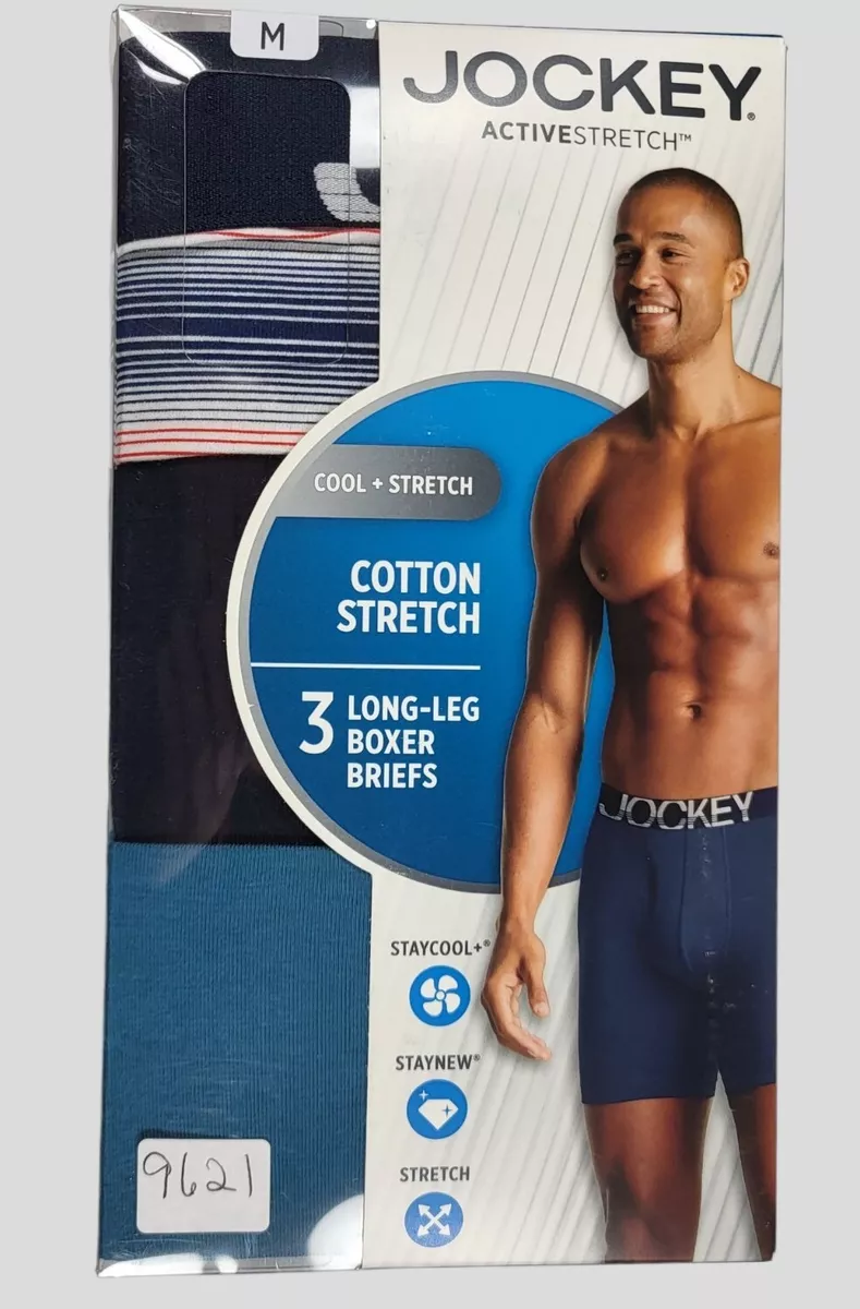 JOCKEY Men Boxer Brief Long Leg Medium 32-34 Stay Cool Stretch Tag Free 3  Pack