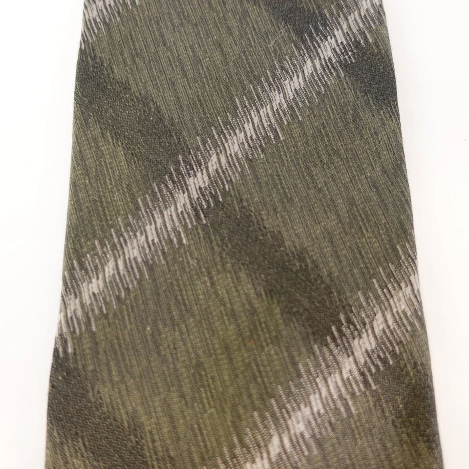 Corbata ajustada para hombre verde militar gris a cuadros a rayas cruzadas tejida carrera PATIO Foto 2 de 4