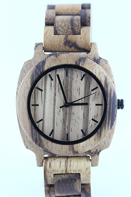 BEWELL Holzuhr 39mm Zebrano-Bambus A-Ware Top Geschenk Damenuhr Herrenuhr