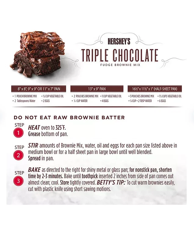 Betty Crocker Hershey’s Fudge Brownie Mix, Triple Chocolate, 20 oz., 4 paquetes Foto 4 de 4