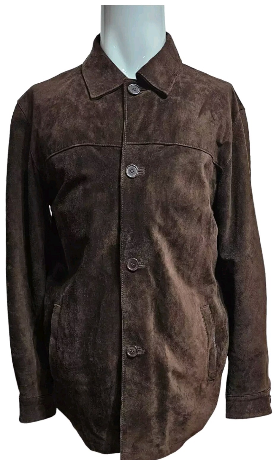 MARKS and SPENCER Blue Harbour Mens Dark Brown 100% Leather Suede Jacket Size M