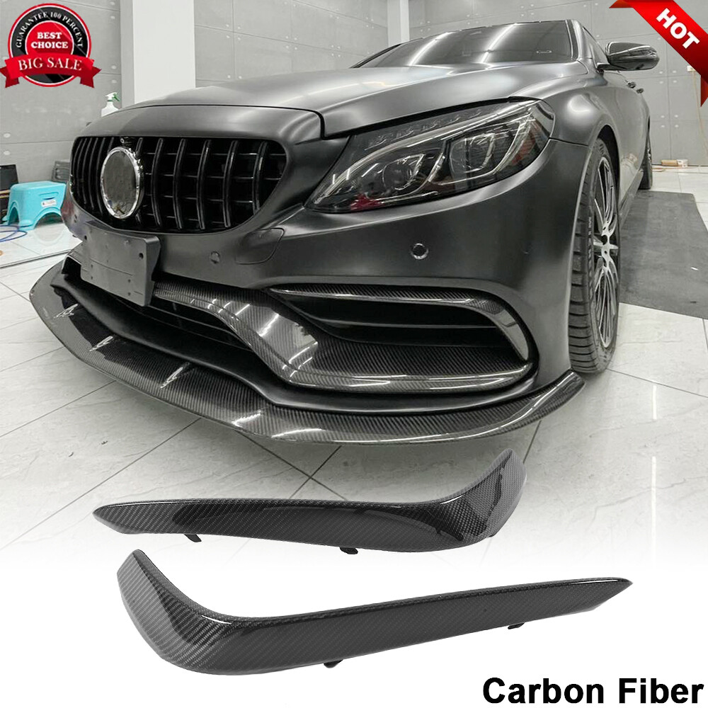 For Mercedes W205 C63  Carbon Front Bumper Splitter Canards Air Vent Cover