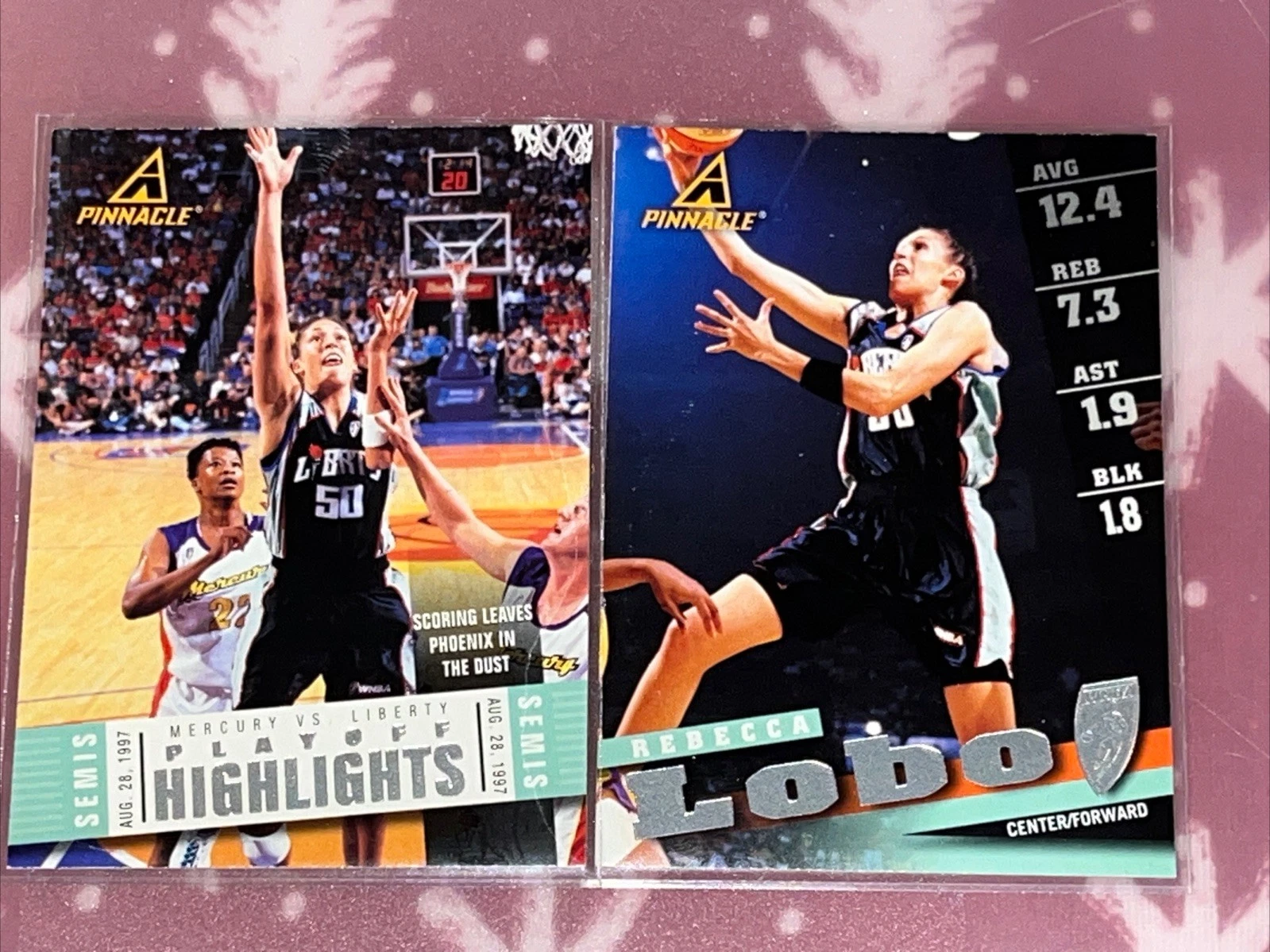Lot Of 2 1998 Pinnacle WNBA Rebecca Lobo Cards #17 & #76 New York Liberty