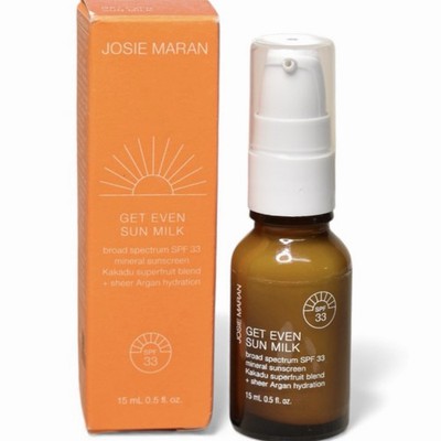 Josie Maran Get Even Sun Milk SPF 33 Mineral Sunscreen Hydrating 0.5 oz *READ*