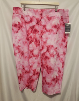Counterparts Super Stretch Capri Sz 20W Pink Tie Dye Abstract Pull On NO POCKET
