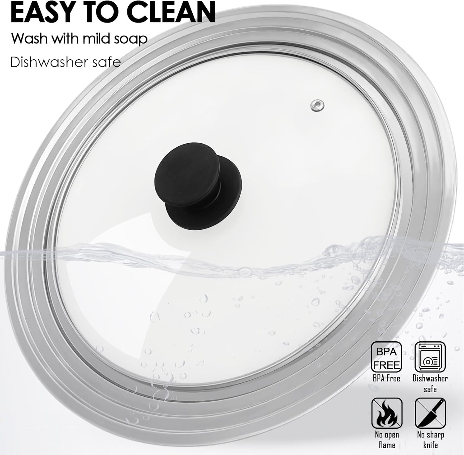 Universal Lid for Pots and Pans, Fits ", 2" & 3" Diameter Cookware, Replaceme...