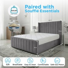 Image of NEW OTTOMAN PANEL WING PLUSH VELVET UPHOLSTERED BED FRAME DOUBLE & KING SIZE