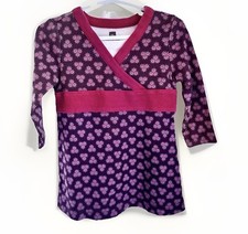 Tea Collection Baby Dress 6-12M Purple Pink Wrap Cotton Long Sleeve