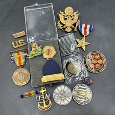 Vintage U.S. Army Navy Military Insignia Medals And Pins Lot USN Eagles Lot. ML