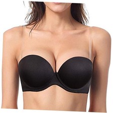 Push up Strapless Padded Convertible Add a Cup Underwire Supportive 34D Black