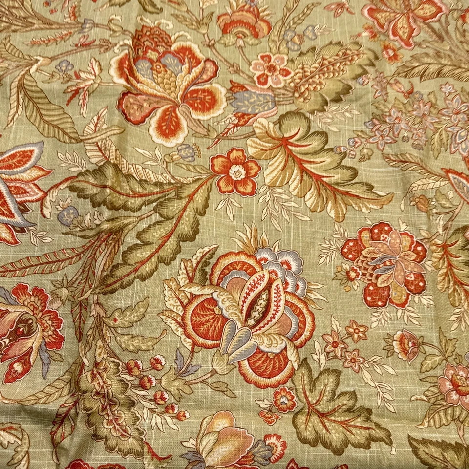 mill creek upholstery fabric cotton beige red floral louts 55x99 2.75yards - Image 3 of 4