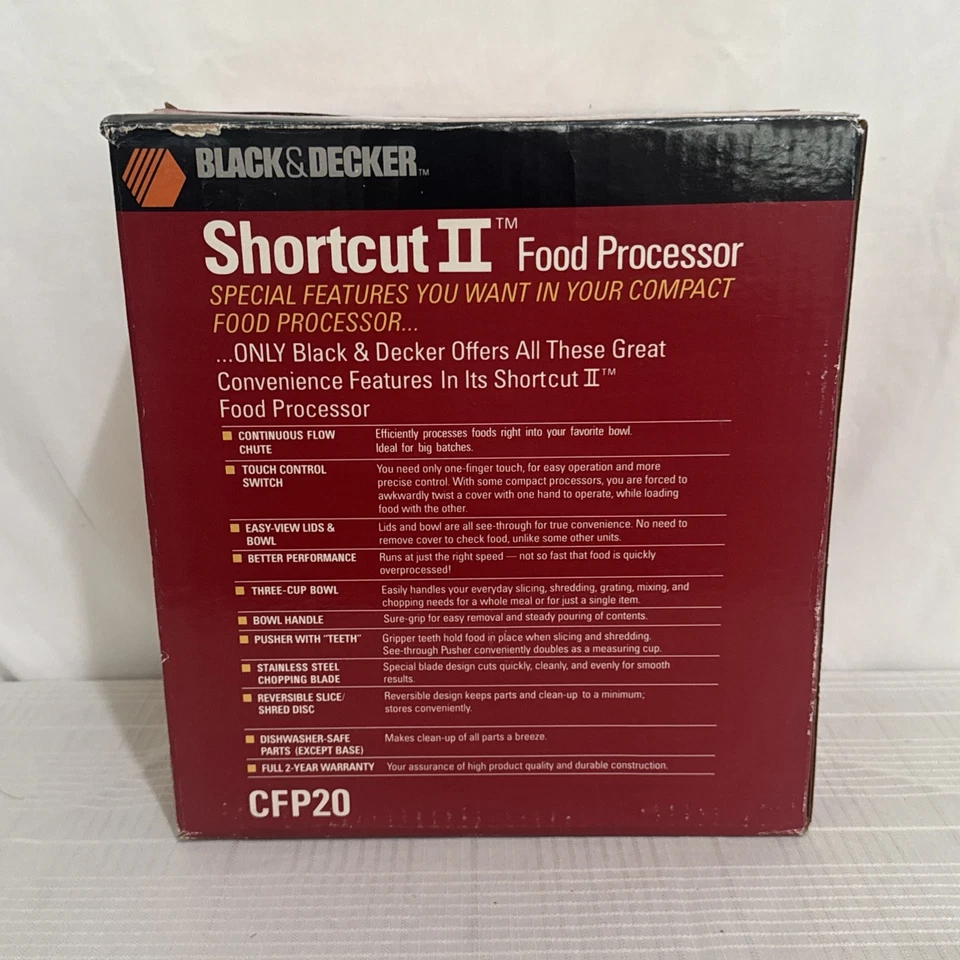 Black & Decker Shortcut II Food Processor CFP20 VINTAGE 1987 BRAND NEW SEALED - Image 2 of 4